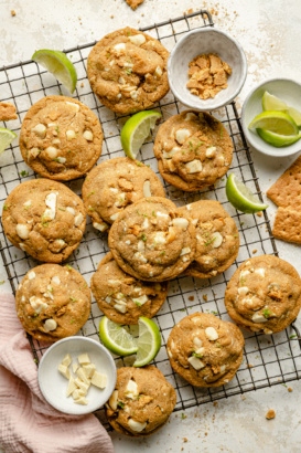 key lime cookies on a wire rack